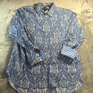 Nautica Men's Blue Paisley Button Down Shirt